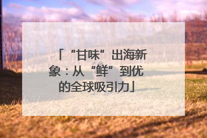 “甘味”出海新象：从“鲜”到优的全球吸引力