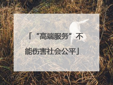 “高端服务”不能伤害社会公平