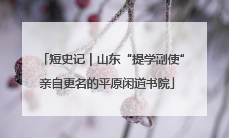 短史记｜山东“提学副使”亲自更名的平原闲道书院