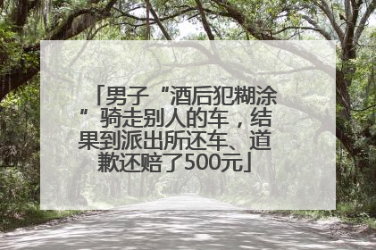 男子“酒后犯糊涂”骑走别人的车，结果到派出所还车、道歉还赔了500元