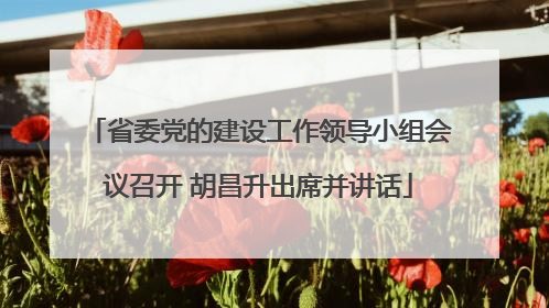 省委党的建设工作领导小组会议召开 胡昌升出席并讲话