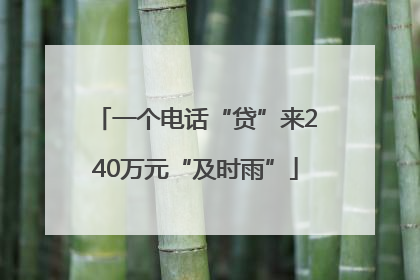 一个电话“贷”来240万元“及时雨”