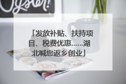 发放补贴、扶持项目、税费优惠……湖北喊您返乡创业