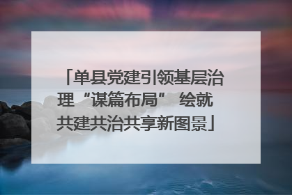 单县党建引领基层治理“谋篇布局” 绘就共建共治共享新图景