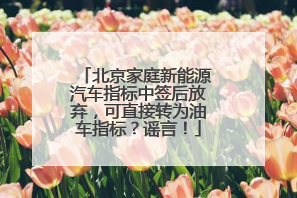 北京家庭新能源汽车指标中签后放弃，可直接转为油车指标？谣言！