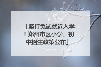 坚持免试就近入学！郑州市区小学、初中招生政策公布