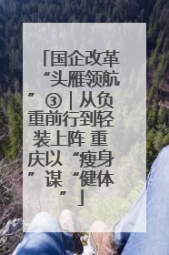 国企改革“头雁领航”③｜从负重前行到轻装上阵 重庆以“瘦身”谋“健体”