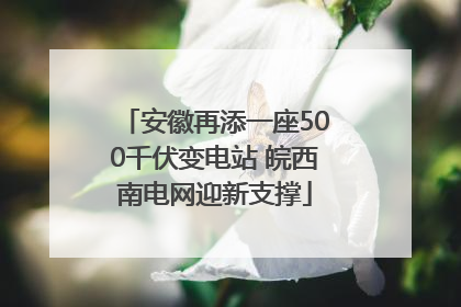 安徽再添一座500千伏变电站 皖西南电网迎新支撑