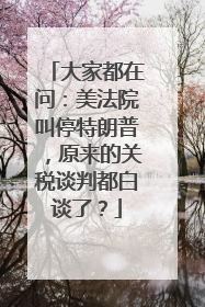 大家都在问：美法院叫停特朗普，原来的关税谈判都白谈了？