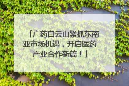 广药白云山紧抓东南亚市场机遇，开启医药产业合作新篇！