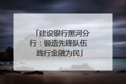 建设银行黑河分行：锻造先锋队伍 践行金融为民