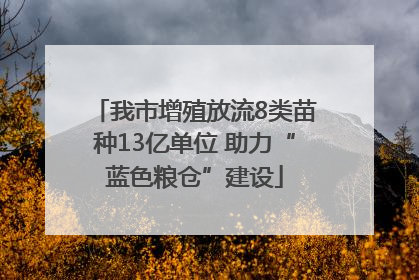 我市增殖放流8类苗种13亿单位 助力“蓝色粮仓”建设