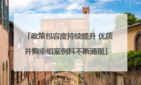 政策包容度持续提升 优质并购重组案例料不断涌现