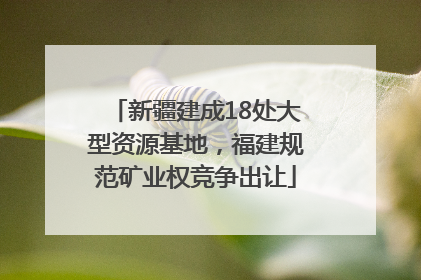新疆建成18处大型资源基地，福建规范矿业权竞争出让