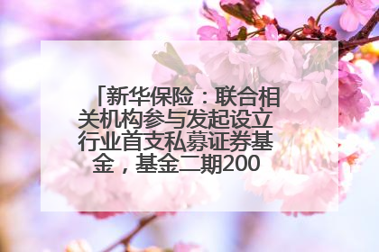 新华保险：联合相关机构参与发起设立行业首支私募证券基金，基金二期200亿元已募集完毕