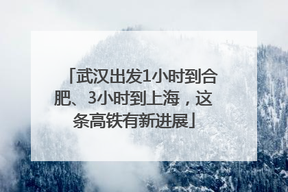 武汉出发1小时到合肥、3小时到上海，这条高铁有新进展