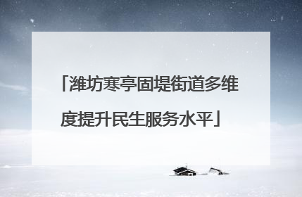 潍坊寒亭固堤街道多维度提升民生服务水平