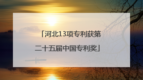 河北13项专利获第二十五届中国专利奖
