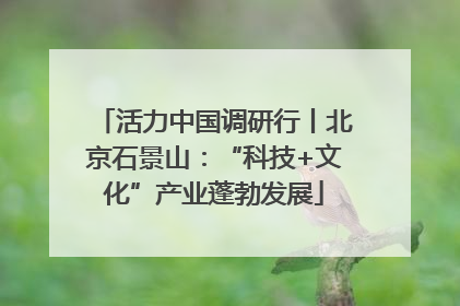 活力中国调研行丨北京石景山：“科技+文化”产业蓬勃发展