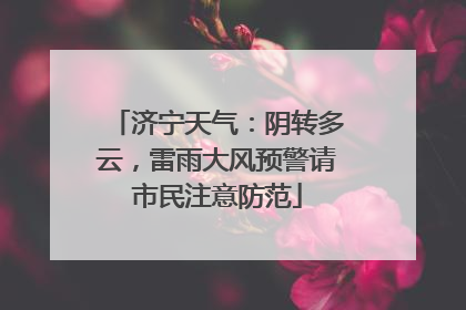 济宁天气：阴转多云，雷雨大风预警请市民注意防范