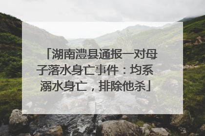 湖南澧县通报一对母子落水身亡事件：均系溺水身亡，排除他杀