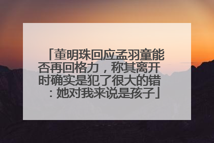 董明珠回应孟羽童能否再回格力，称其离开时确实是犯了很大的错：她对我来说是孩子