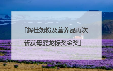 辉仕奶粉及营养品再次斩获母婴龙标奖金奖
