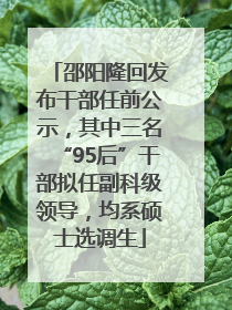 邵阳隆回发布干部任前公示，其中三名“95后”干部拟任副科级领导，均系硕士选调生