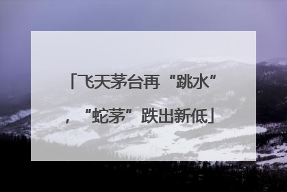 飞天茅台再“跳水”，“蛇茅”跌出新低