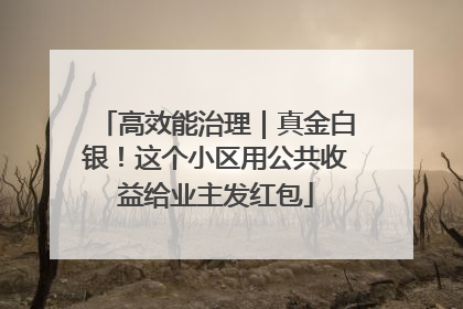 高效能治理｜真金白银！这个小区用公共收益给业主发红包