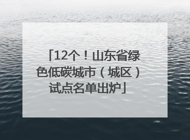 12个！山东省绿色低碳城市（城区）试点名单出炉